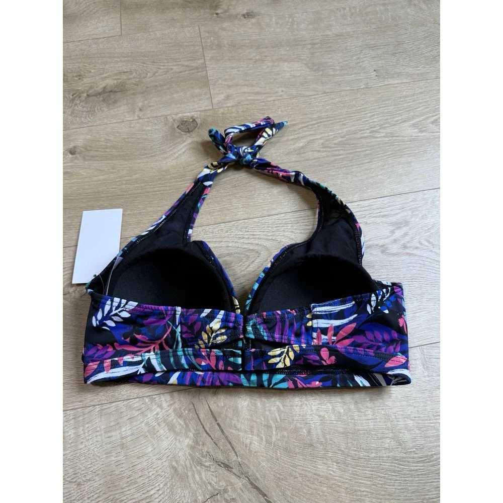 NWT Womens Swimsuits For All Bikini Top And Bottom Set‎ Halter Tropical Size 10